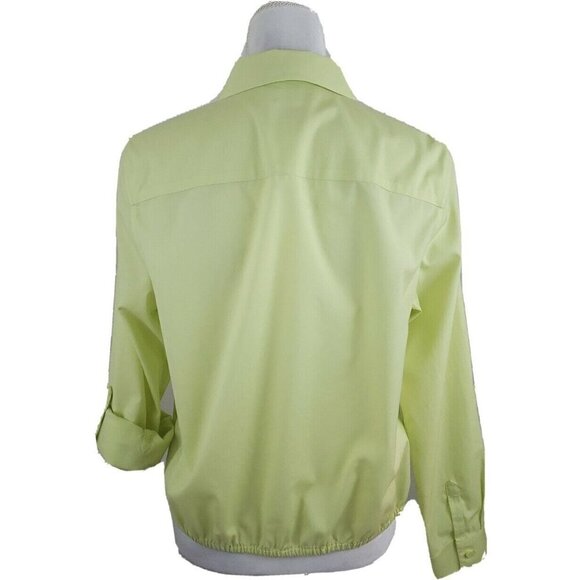 Chico's ~Woman Size 1 (M)~Lemon Yellow No Iron Cotton Tie Front Shirt Blouse Top - Picture 6 of 12